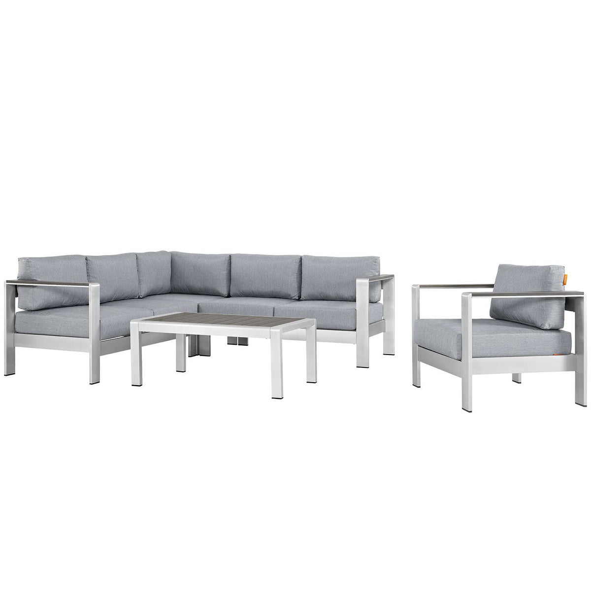 Shore 5 Piece Outdoor Patio Aluminum Sectional Sofa Set by Modway