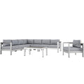 Shore 7 Piece Outdoor Patio Aluminum Sectional Sofa Set by Modway