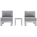 Shore 3 Piece Outdoor Patio Aluminum Sectional Sofa Set by Modway