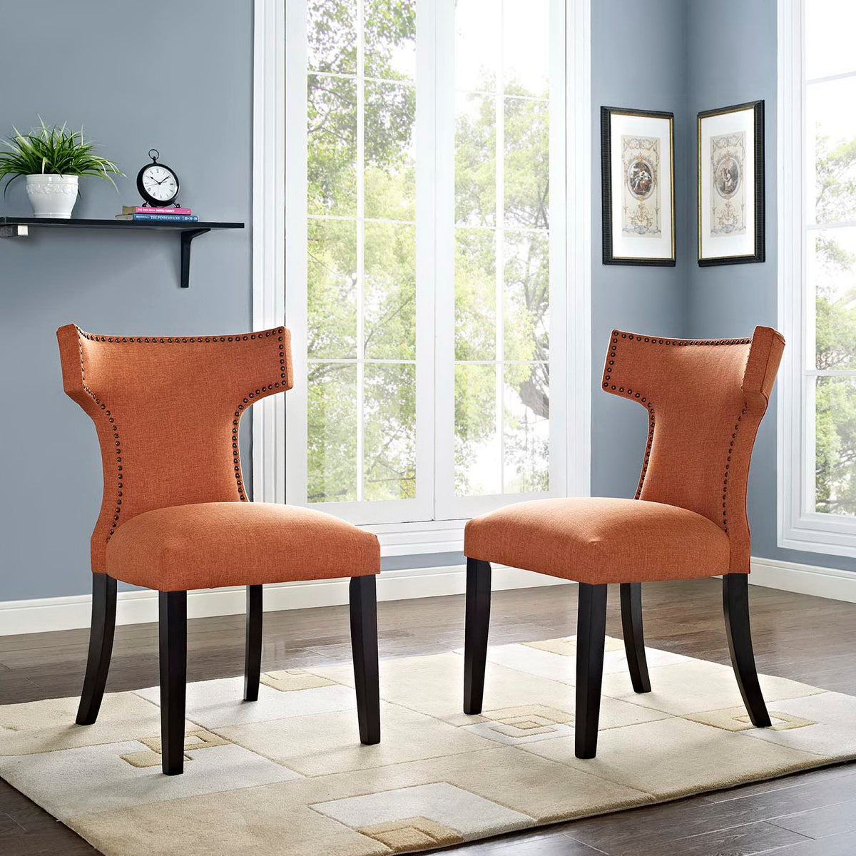 Curve Fabric Dining Side Chair Set of 2 by Modway