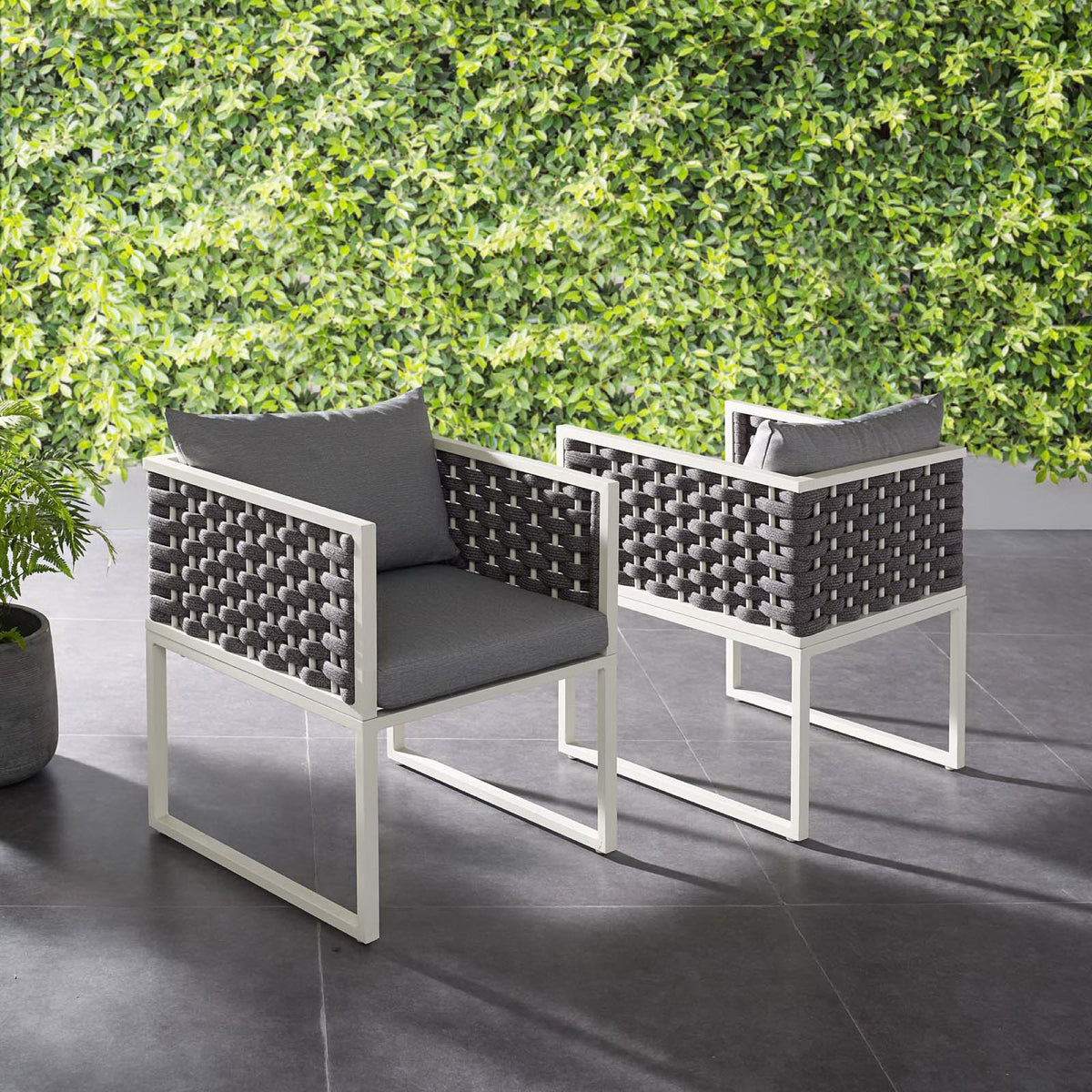 Stance Outdoor Patio Aluminum Dining Armchair Set of 2 by Modway
