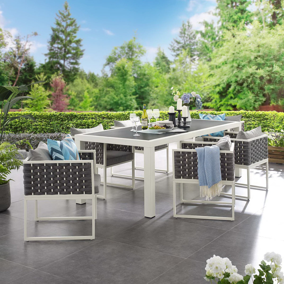 Stance 7 Piece Outdoor Patio Aluminum Dining Set by Modway