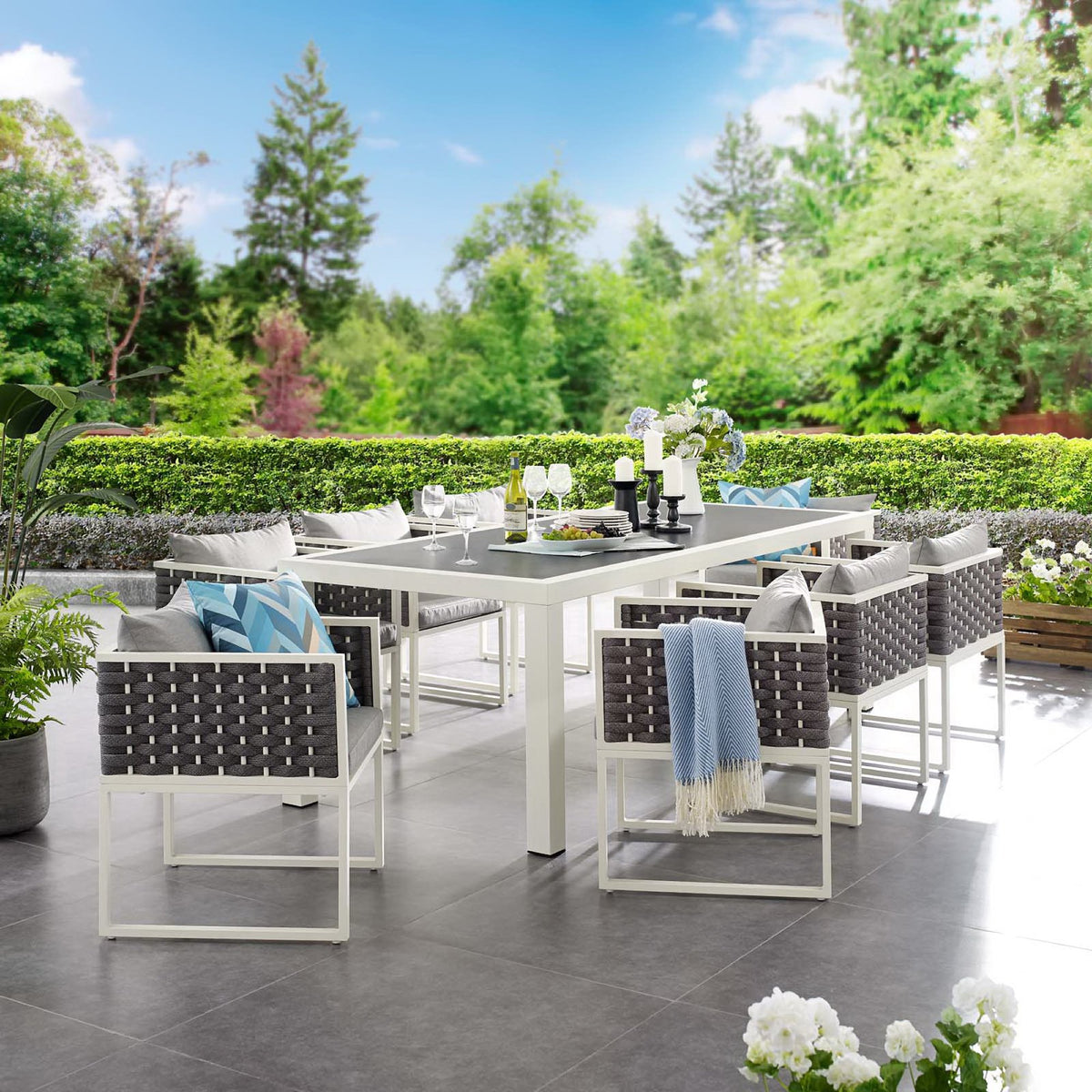 Stance 9 Piece Outdoor Patio Aluminum Dining Set by Modway