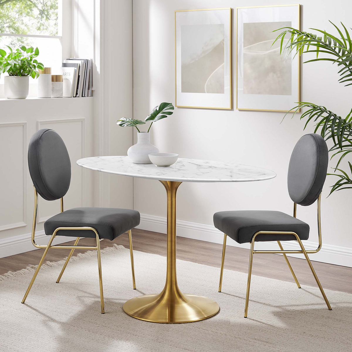 Lippa Oval Faux Marble Dining Table by Modway