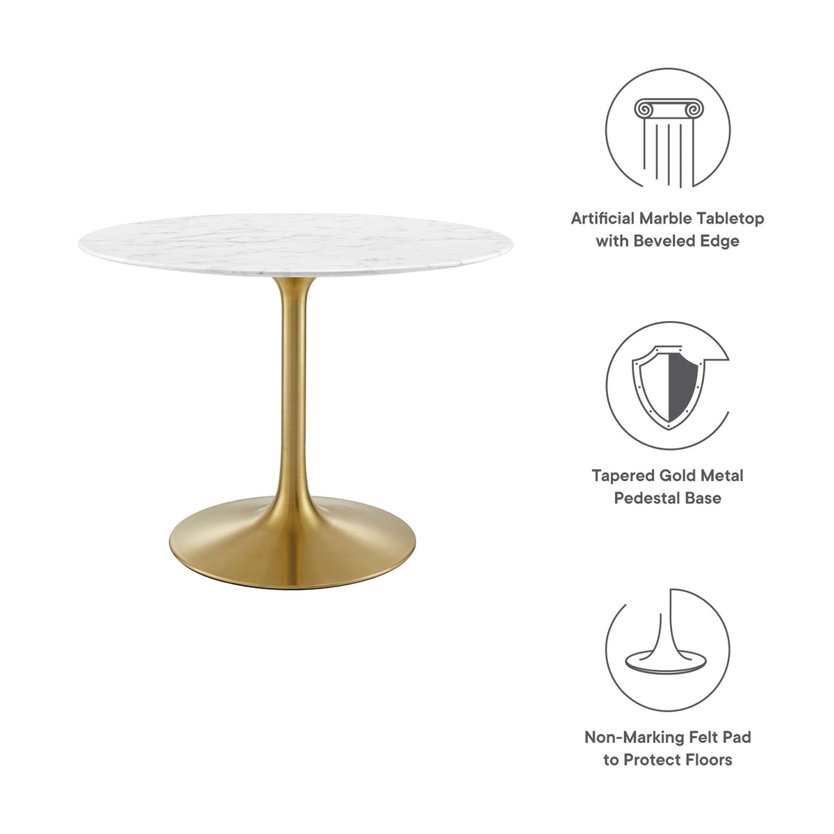 Lippa Round Faux Marble Dining Table by Modway