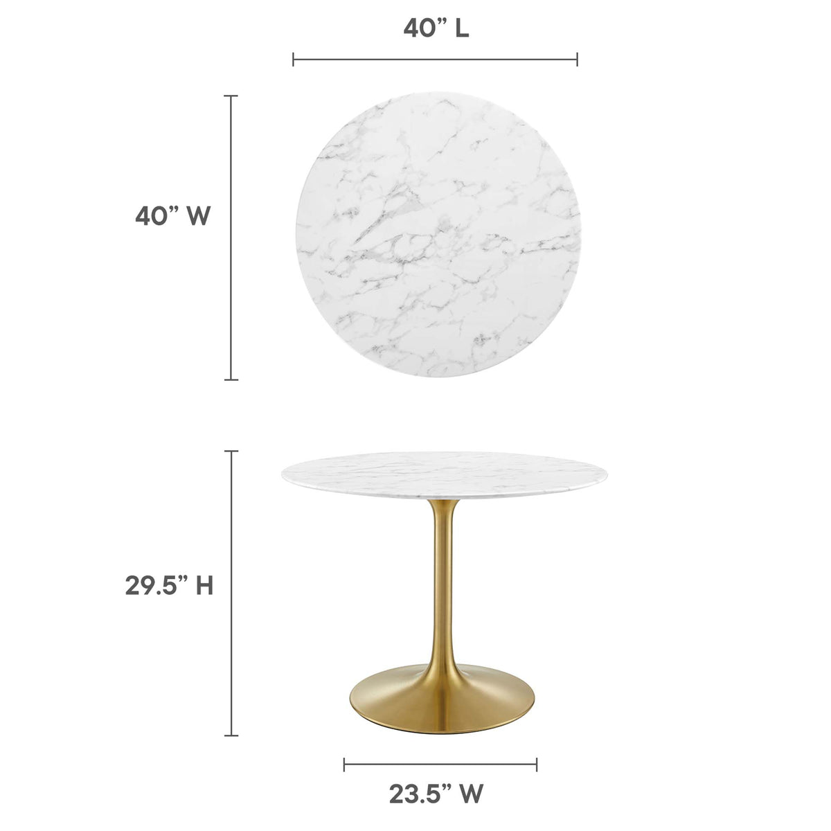 Lippa Round Faux Marble Dining Table by Modway