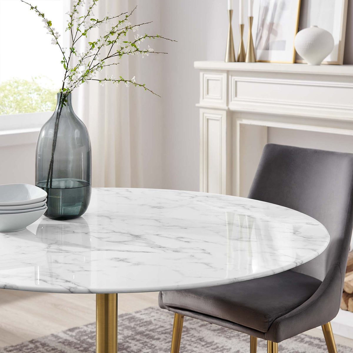 Lippa Round Faux Marble Dining Table by Modway