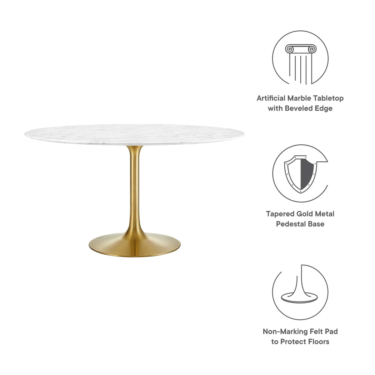 Lippa Round Faux Marble Dining Table by Modway
