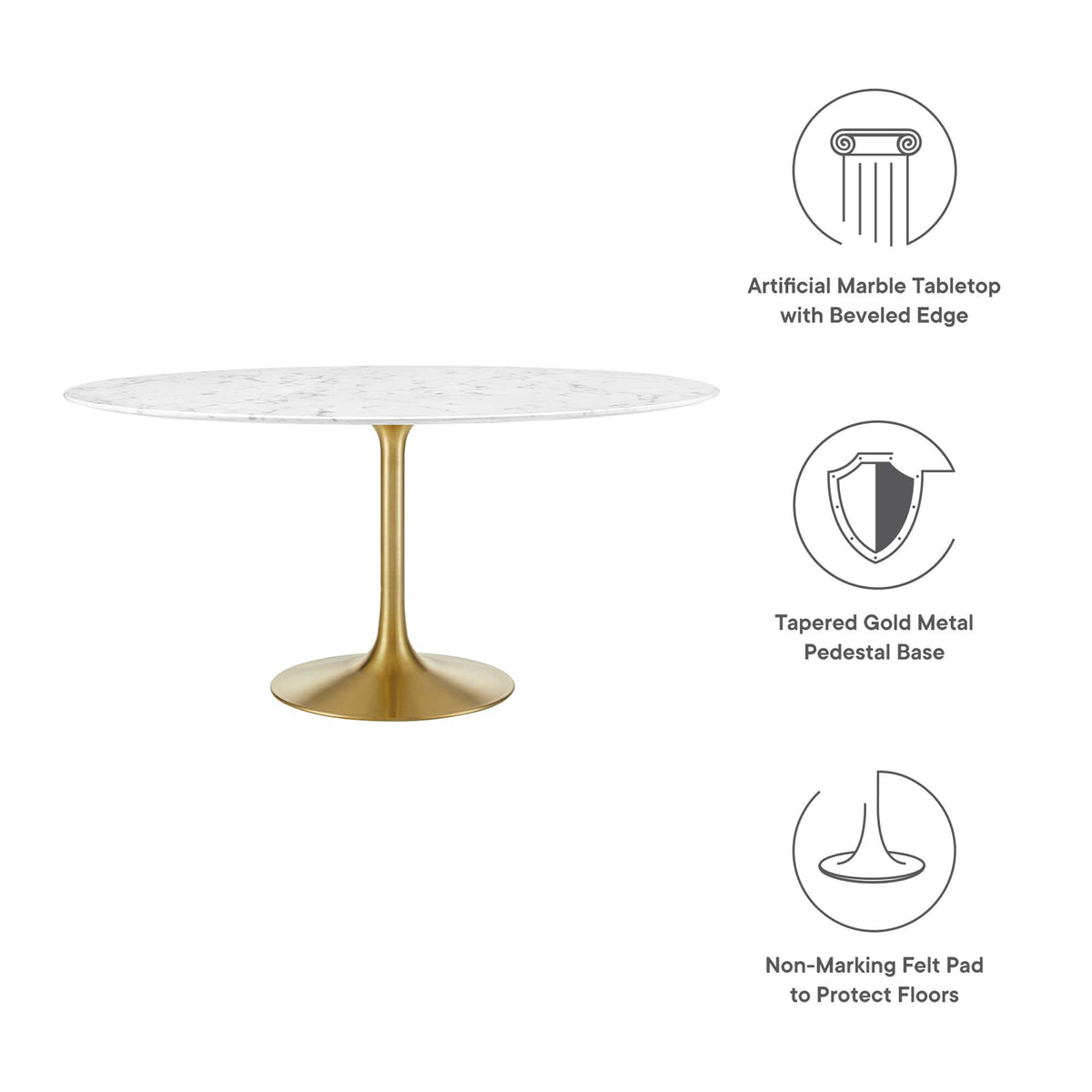 Lippa Round Faux Marble Dining Table by Modway