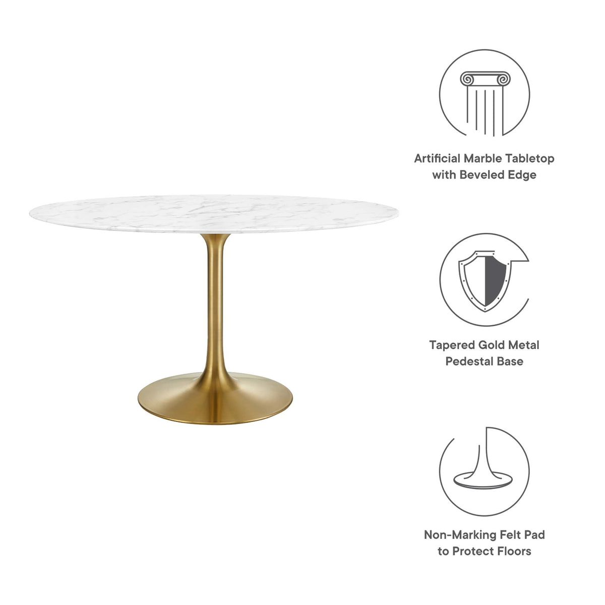 Lippa Oval Faux Marble Dining Table by Modway