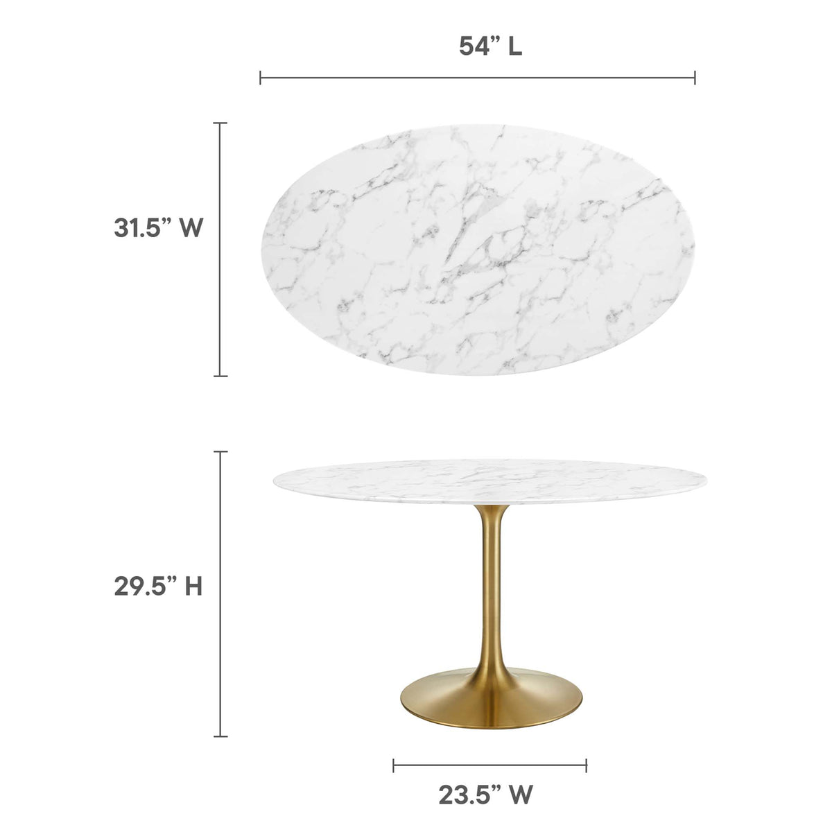 Lippa Oval Faux Marble Dining Table by Modway