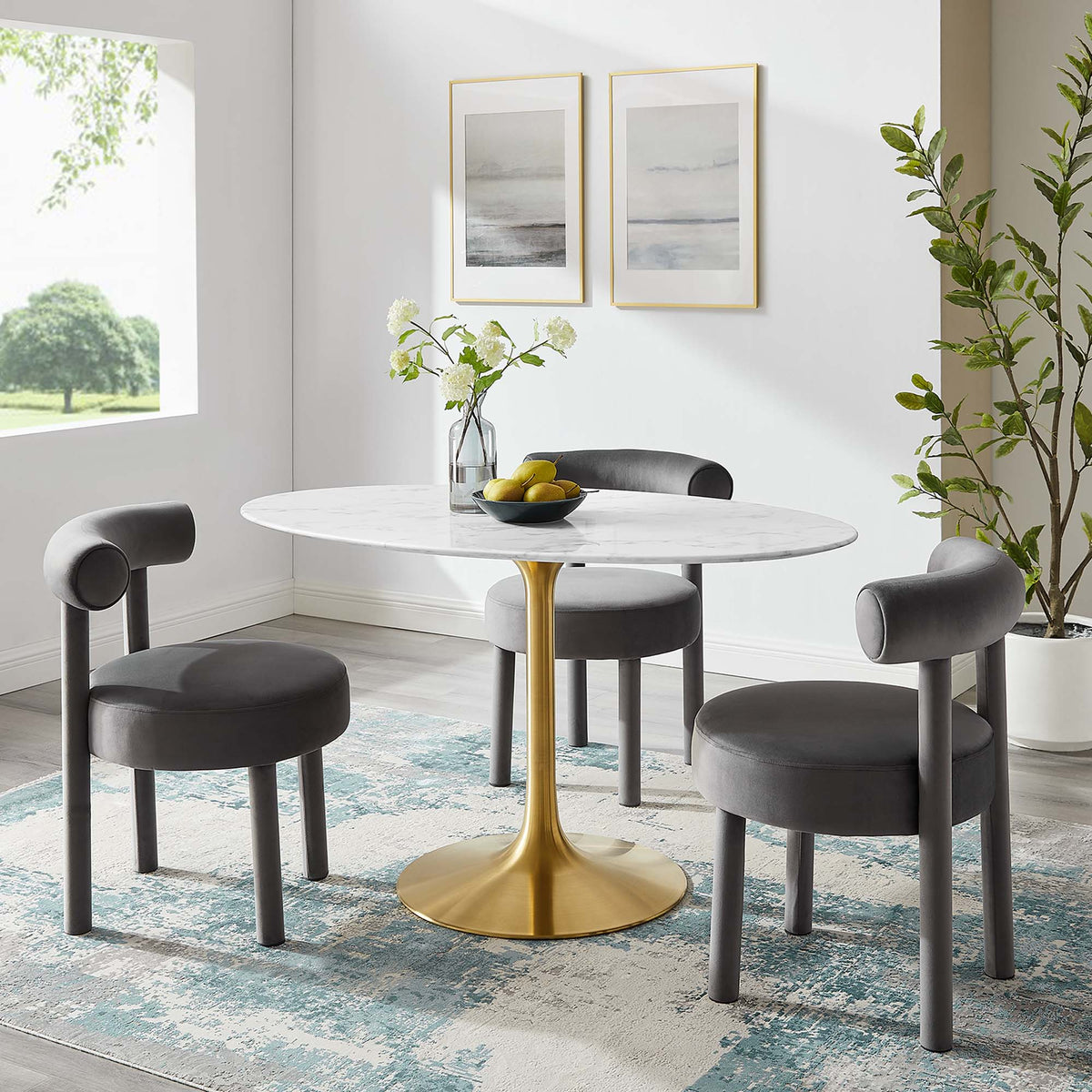 Lippa Oval Faux Marble Dining Table by Modway