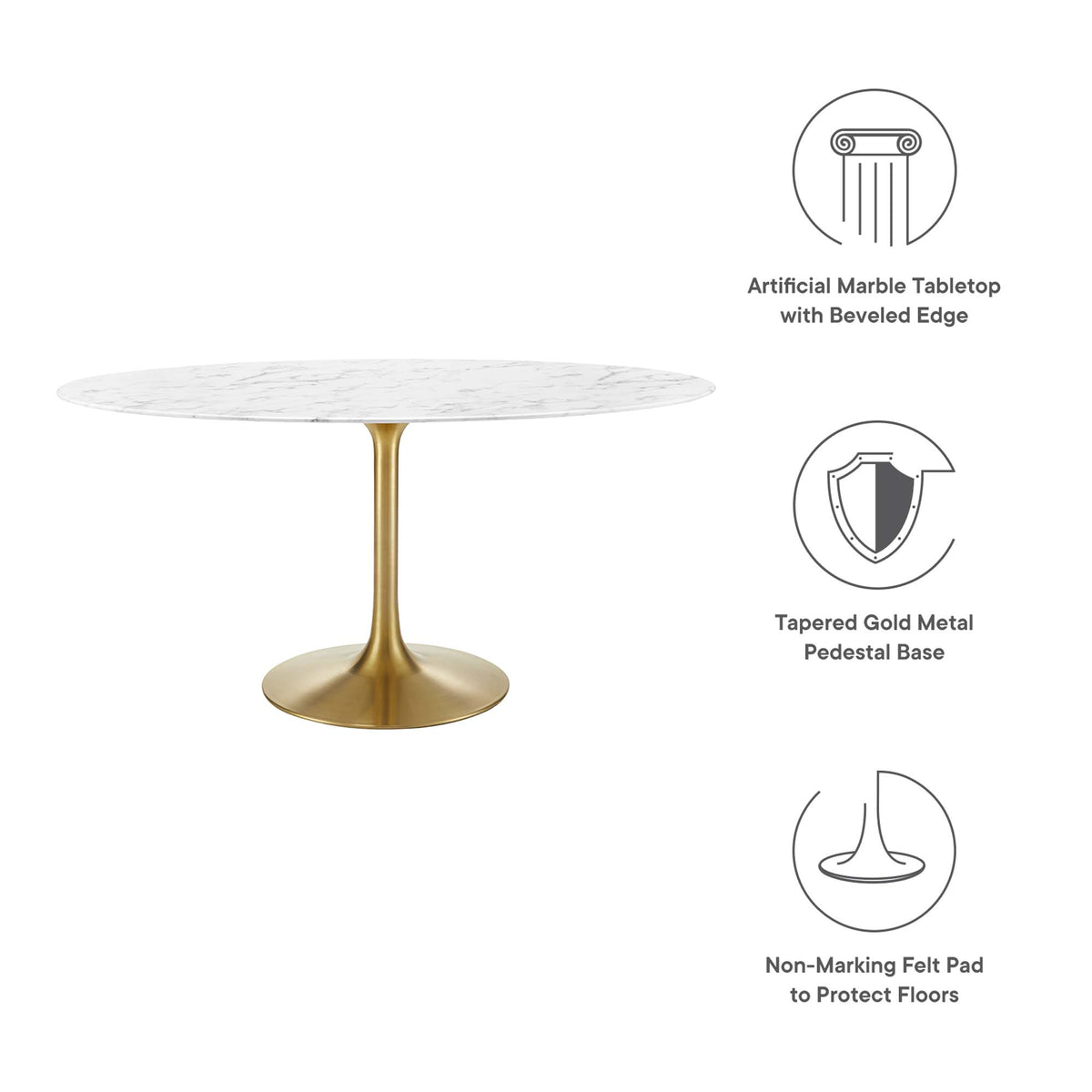 Lippa Oval Faux Marble Dining Table by Modway