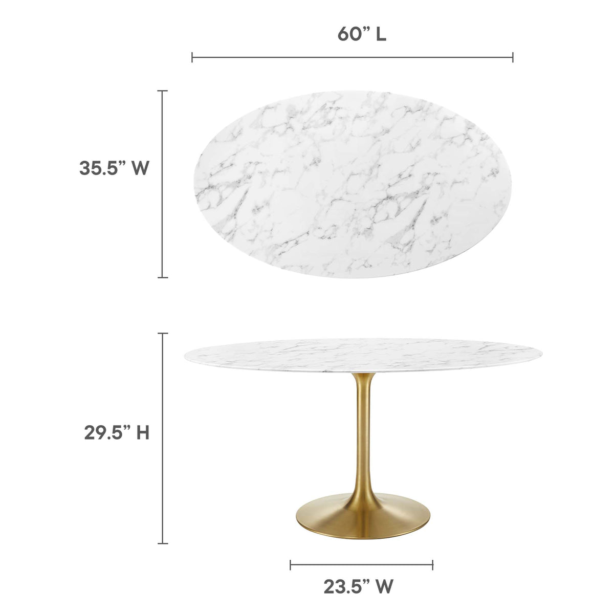 Lippa Oval Faux Marble Dining Table by Modway