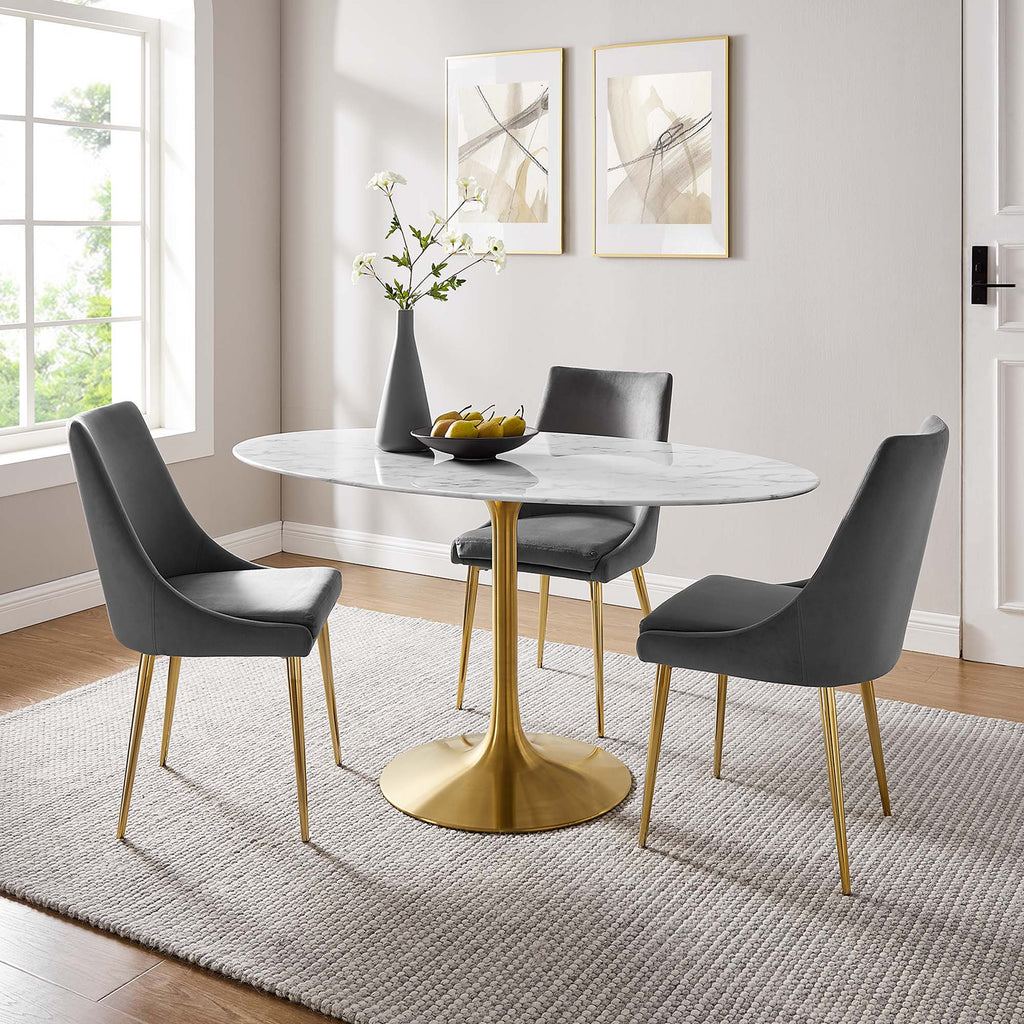 Lippa Oval Faux Marble Dining Table by Modway