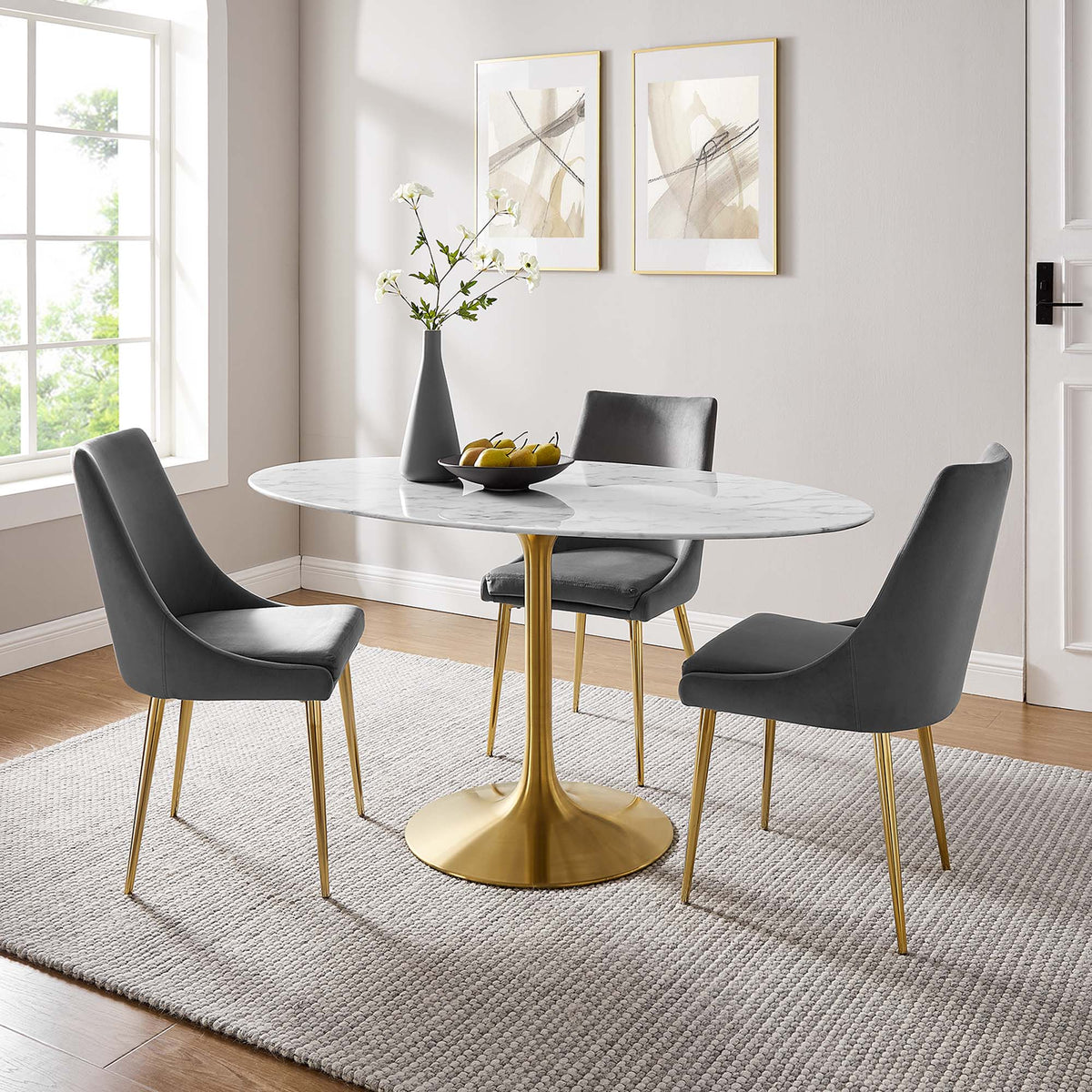 Lippa Oval Faux Marble Dining Table by Modway