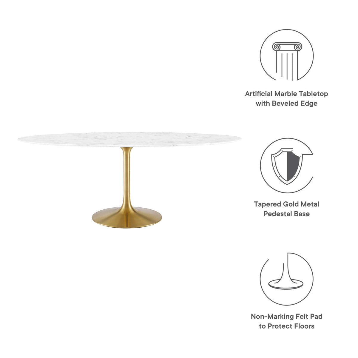 Lippa Oval Faux Marble Dining Table by Modway