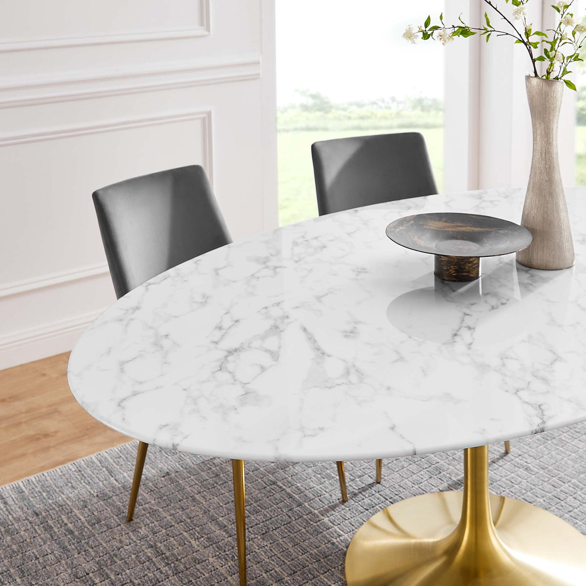 Lippa Oval Faux Marble Dining Table by Modway