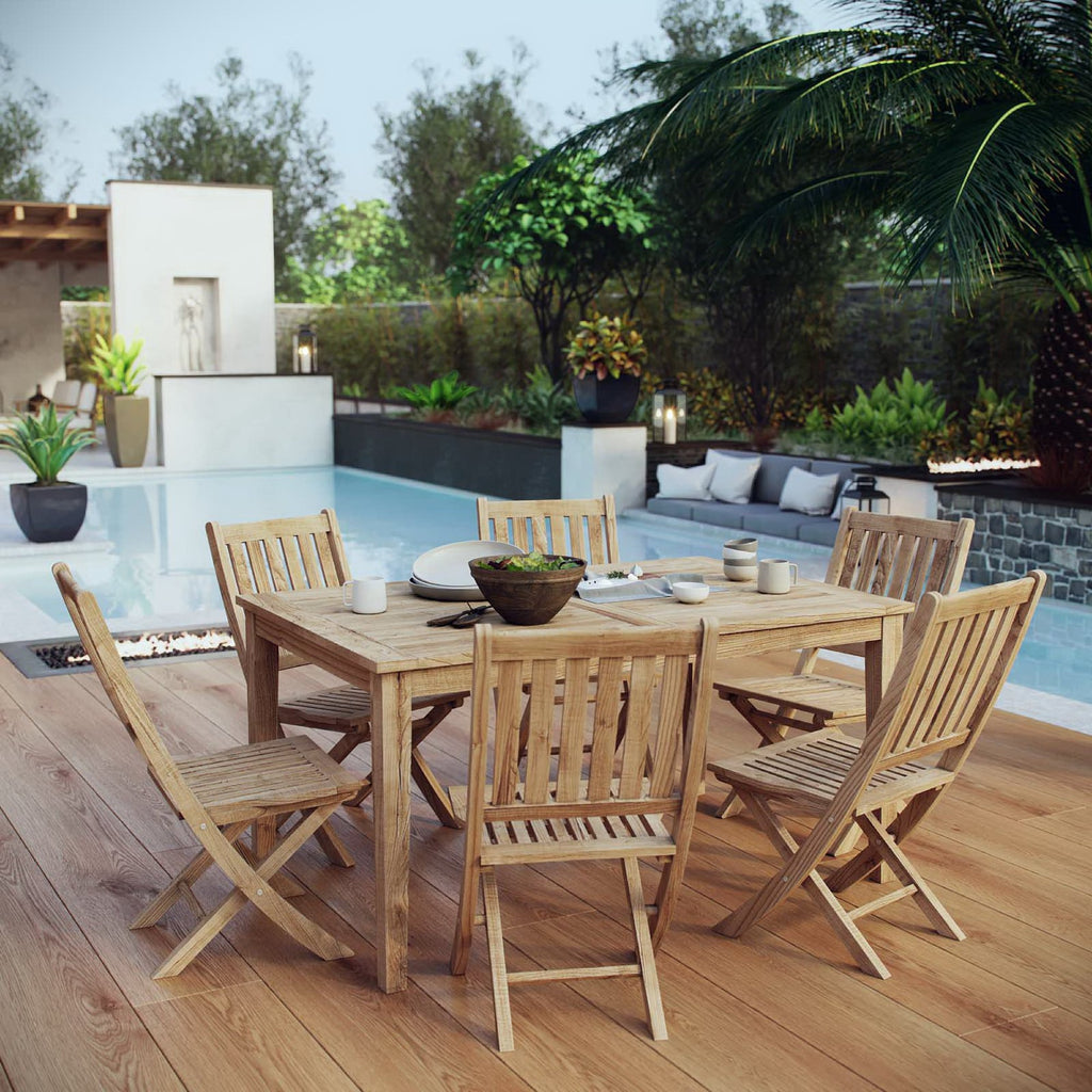 Marina 7 Piece Outdoor Patio Teak Dining Set by Modway