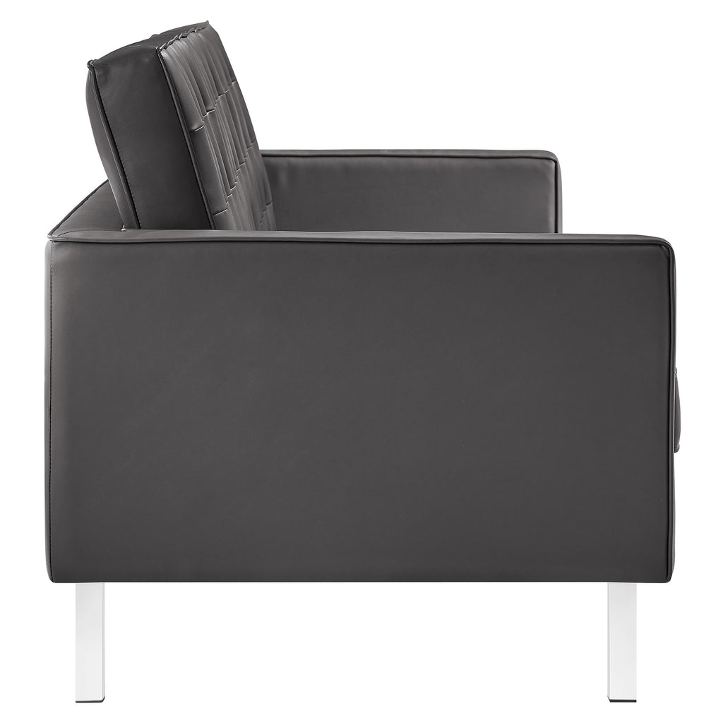 Loft Tufted Vegan Leather Sofa and Ottoman Set by Modway