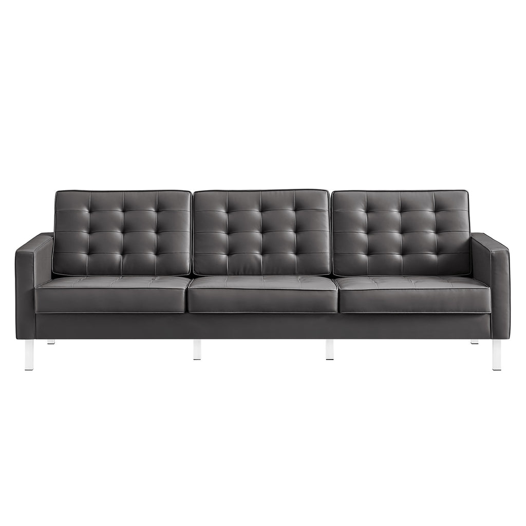 Loft Tufted Vegan Leather Sofa by Modway