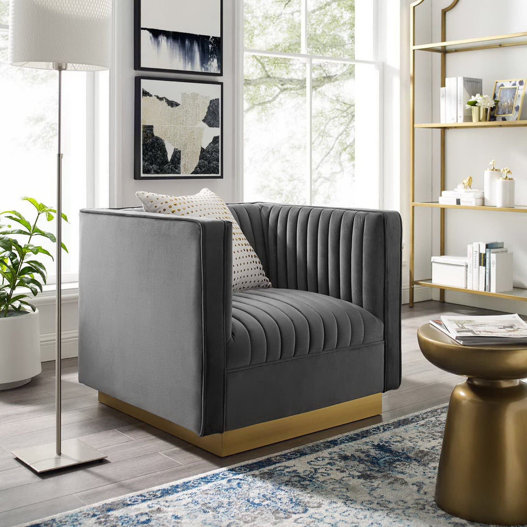 Sanguine Vertical Channel Tufted Accent Performance Velvet Armchair by Modway