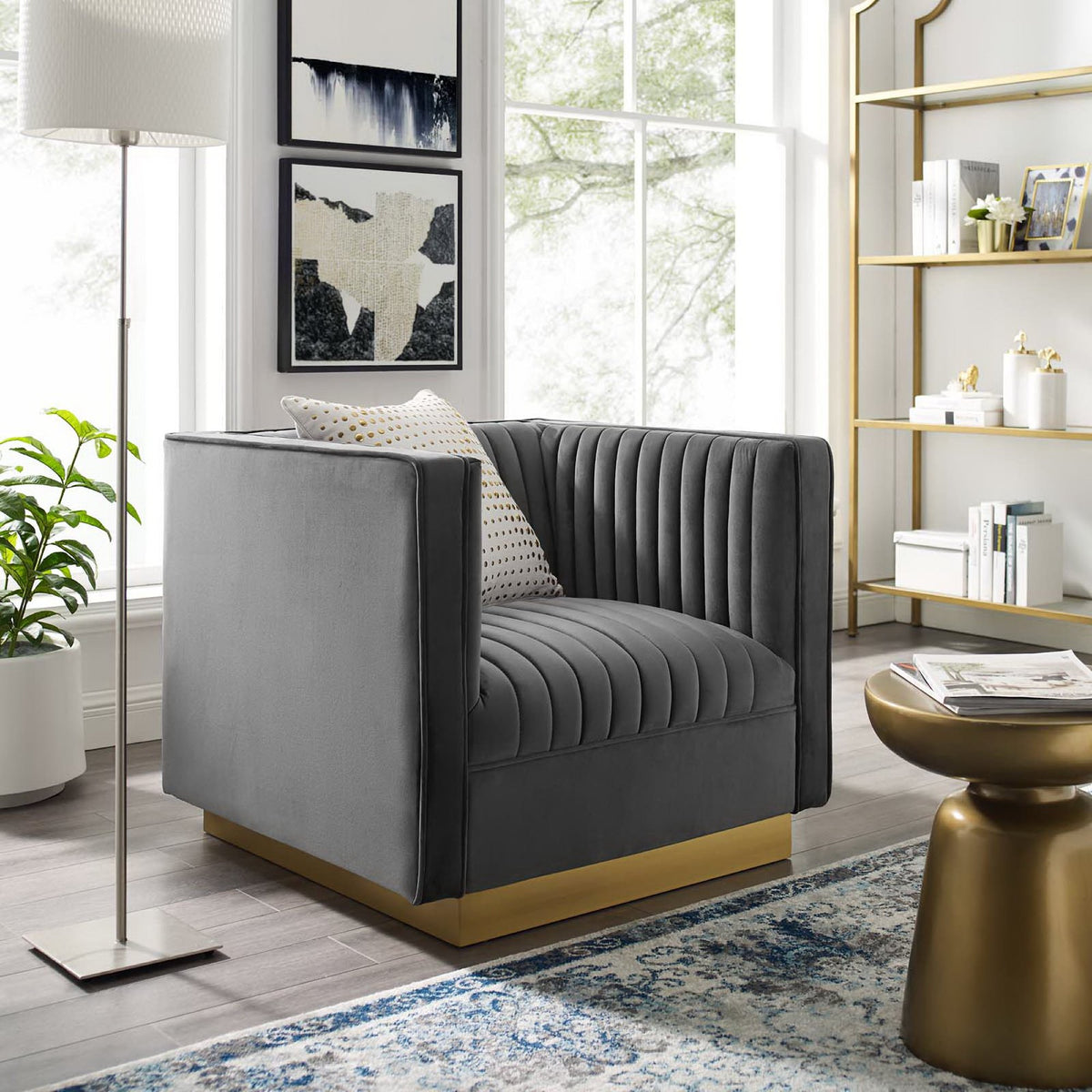 Sanguine Vertical Channel Tufted Accent Performance Velvet Armchair by Modway