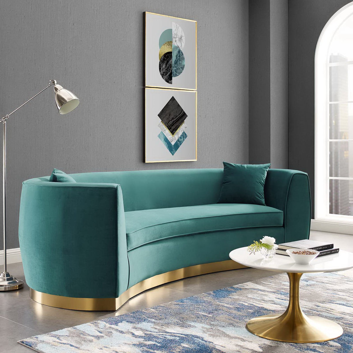 Resolute Curved Performance Velvet Sofa by Modway