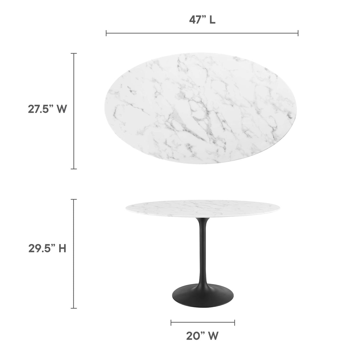 Lippa Oval Faux Marble Dining Table by Modway