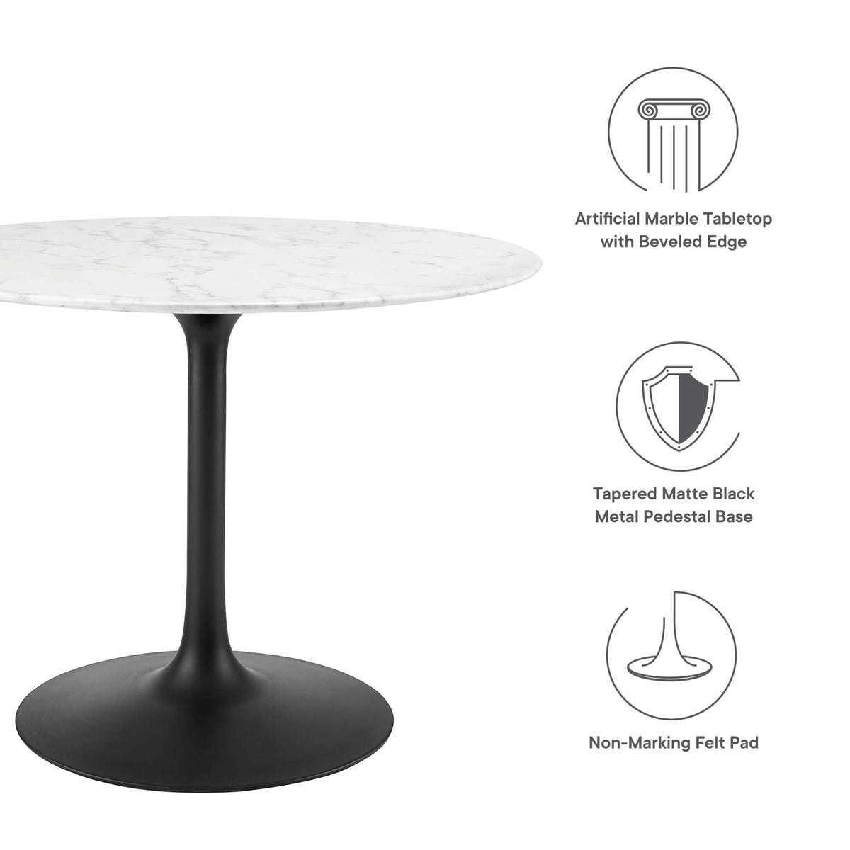 Lippa Round Faux Marble Dining Table by Modway