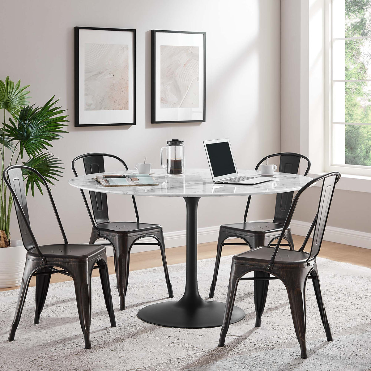 Lippa Round Faux Marble Dining Table by Modway