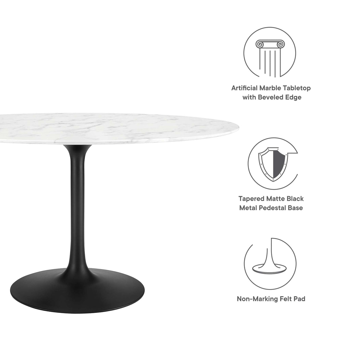 Lippa Oval Faux Marble Dining Table by Modway