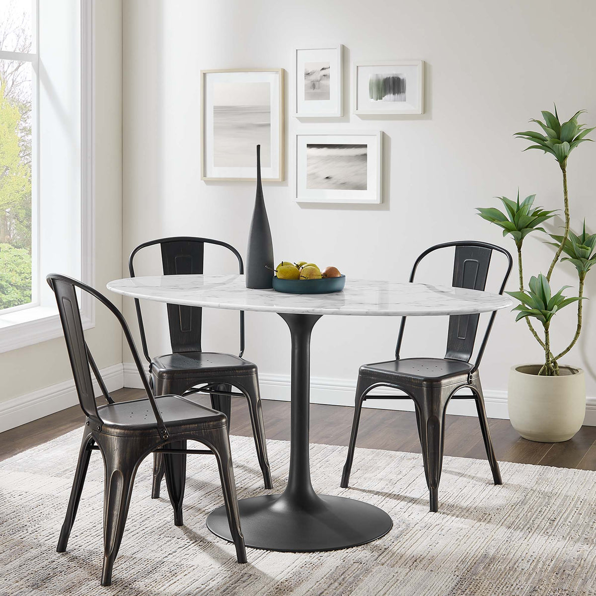 Lippa Oval Faux Marble Dining Table by Modway