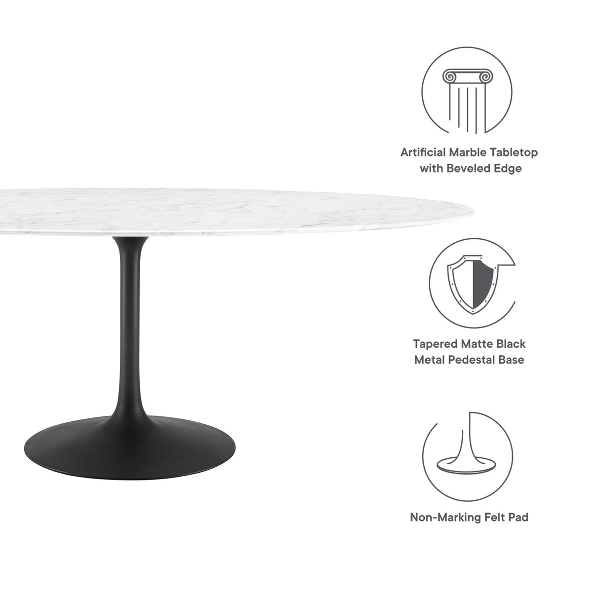 Lippa Oval Faux Marble Dining Table by Modway