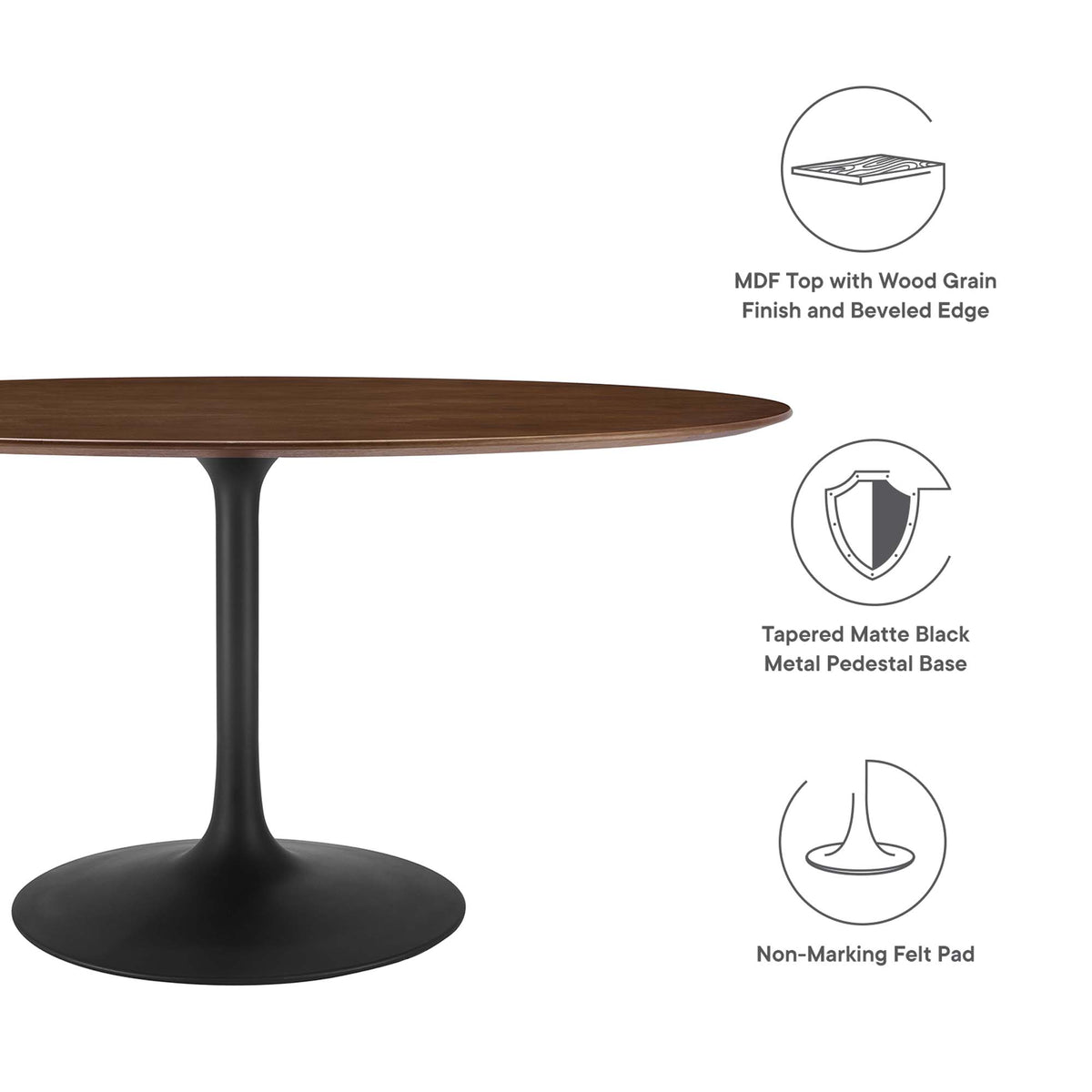 Lippa Oval Walnut Wood Dining Table by Modway