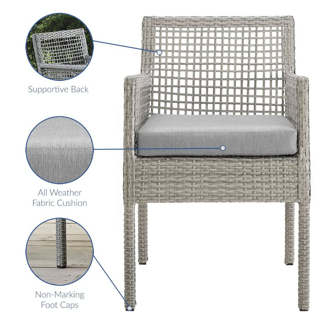 Aura Outdoor Patio Wicker Rattan Dining Armchair Set of 4 by Modway