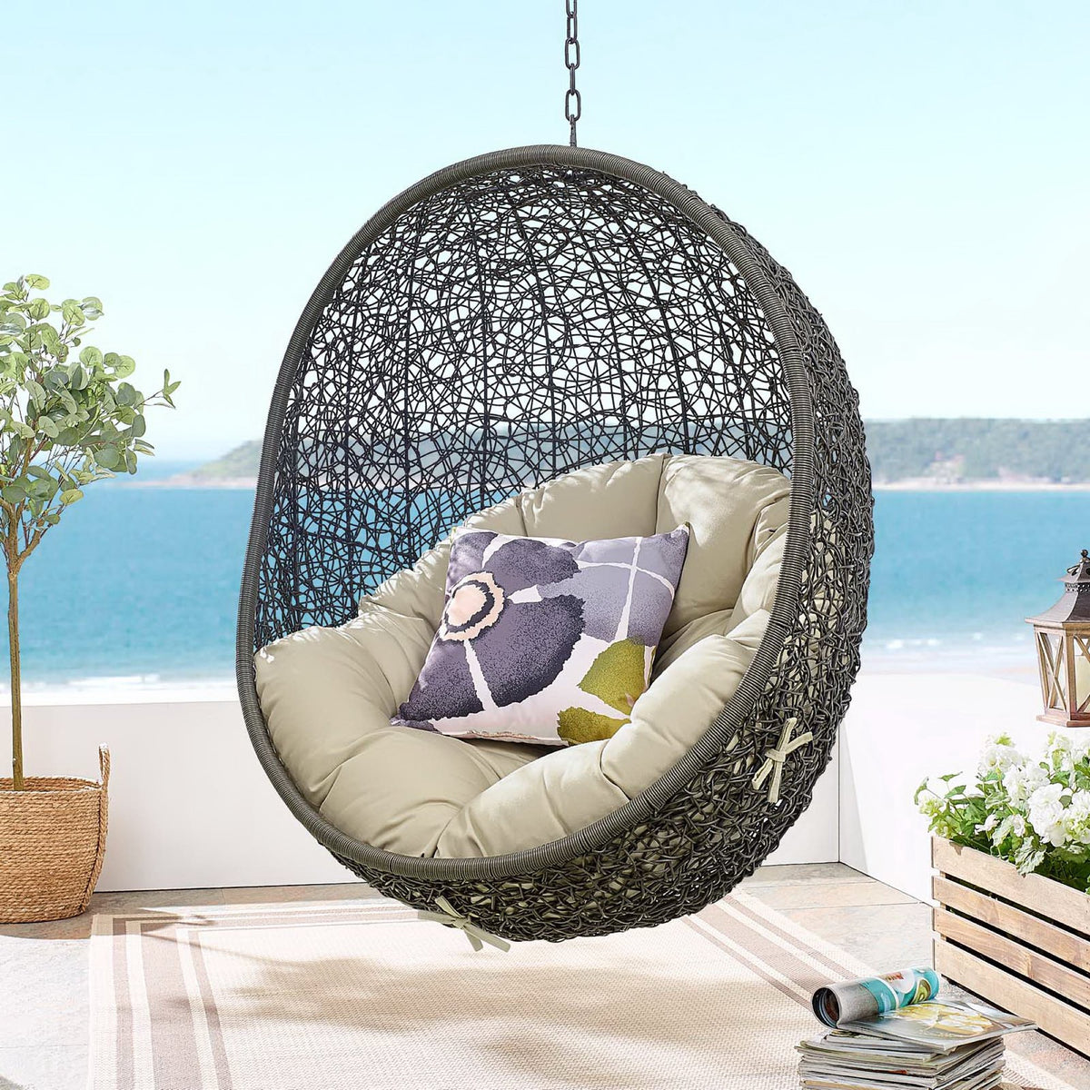 Hide Sunbrella® Fabric Swing Outdoor Patio Lounge Chair Without Stand by Modway