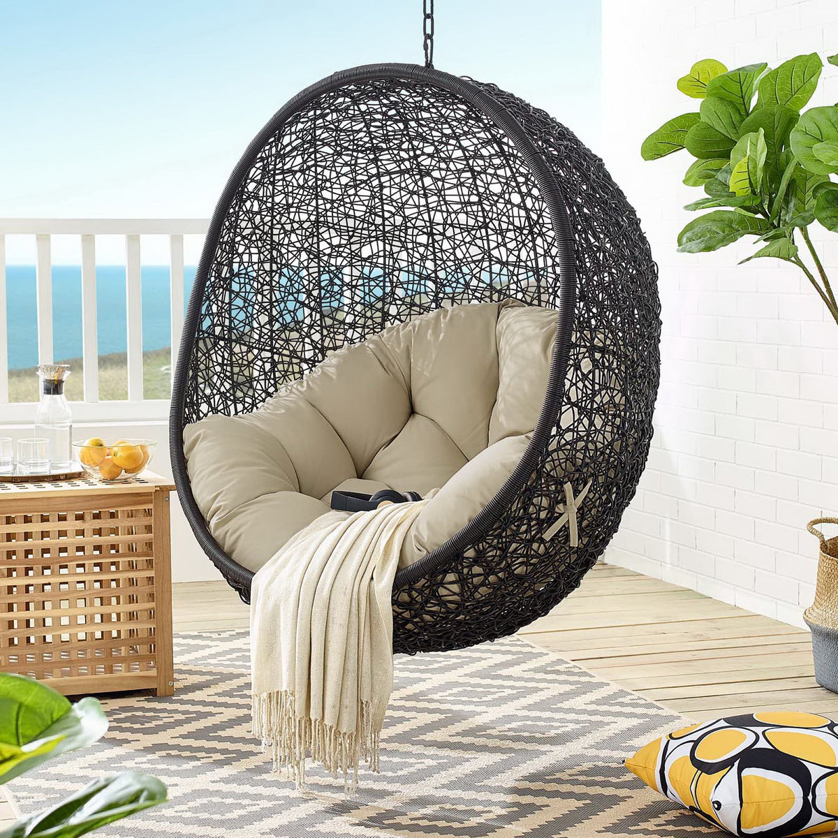 Encase Sunbrella® Fabric Swing Outdoor Patio Lounge Chair Without Stand by Modway