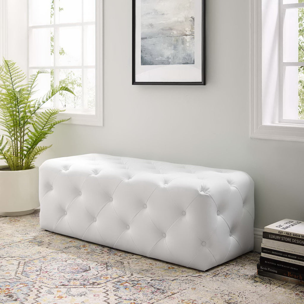 Amour Tufted Button Entryway Faux Leather Bench by Modway
