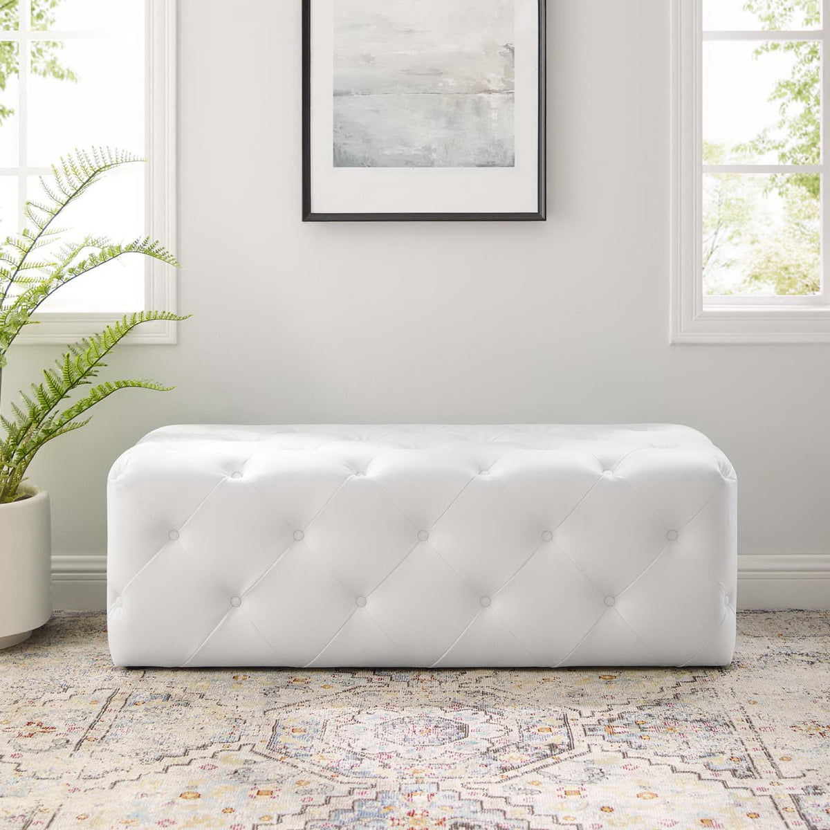 Amour Tufted Button Entryway Faux Leather Bench by Modway