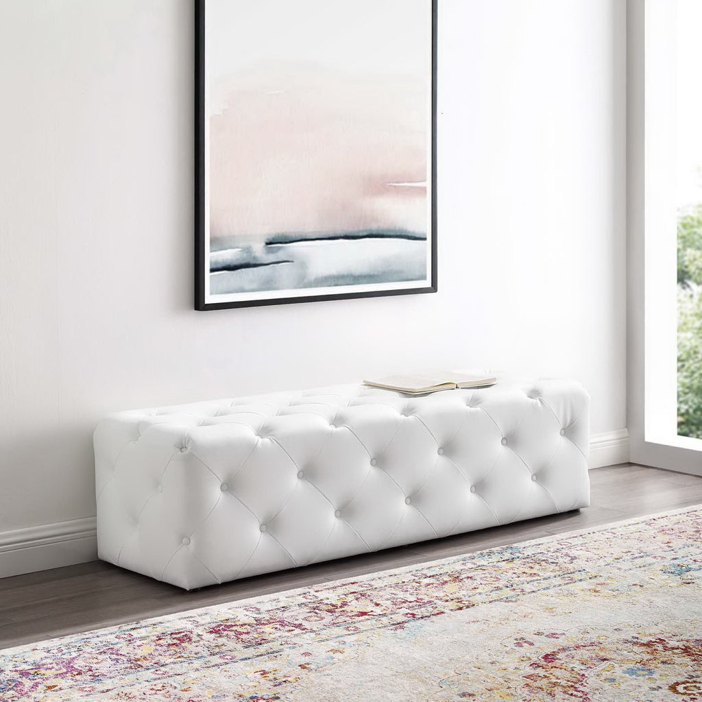 Amour Tufted Button Entryway Faux Leather Bench by Modway