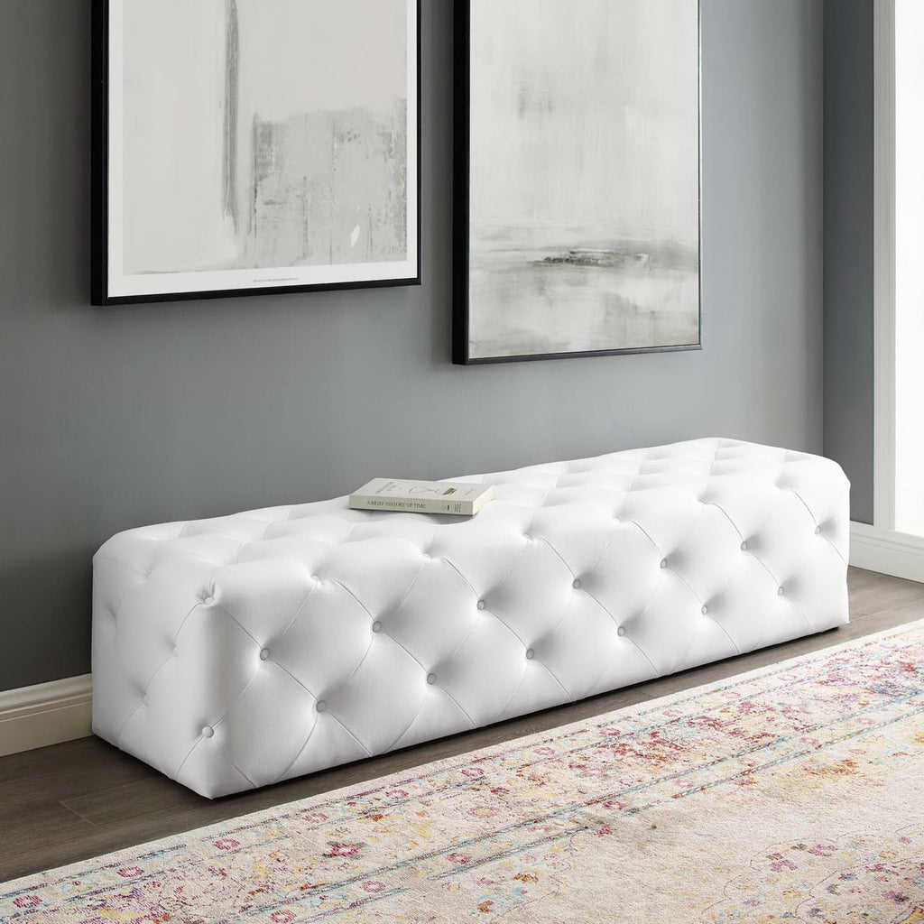 Amour Tufted Button Entryway Faux Leather Bench by Modway