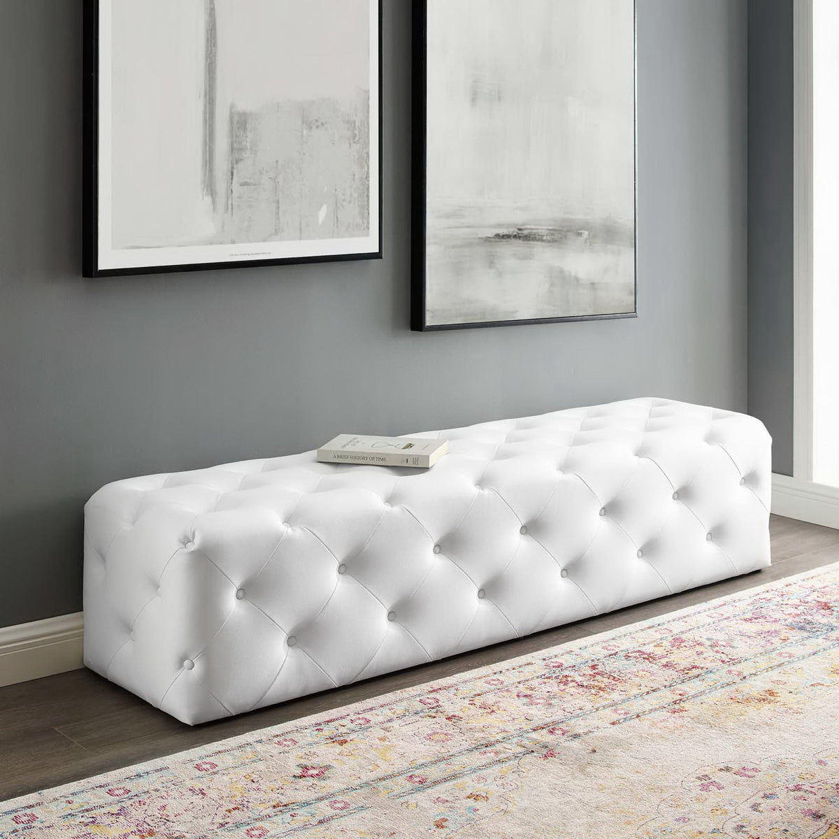Amour Tufted Button Entryway Faux Leather Bench by Modway