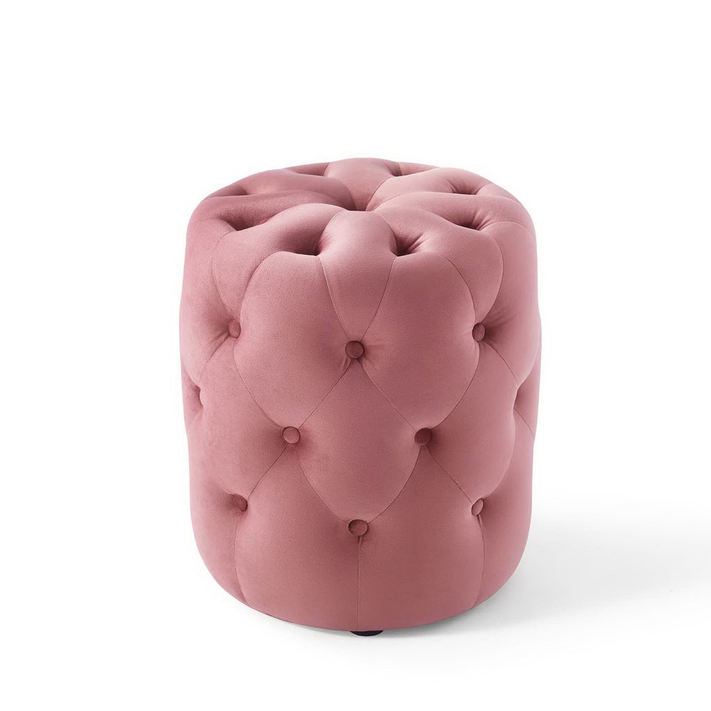 Amour Tufted Button Round Performance Velvet Ottoman by Modway