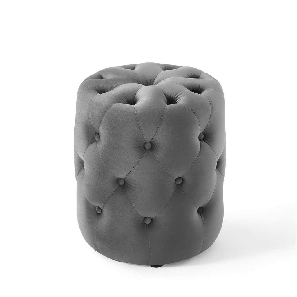 Amour Tufted Button Round Performance Velvet Ottoman by Modway