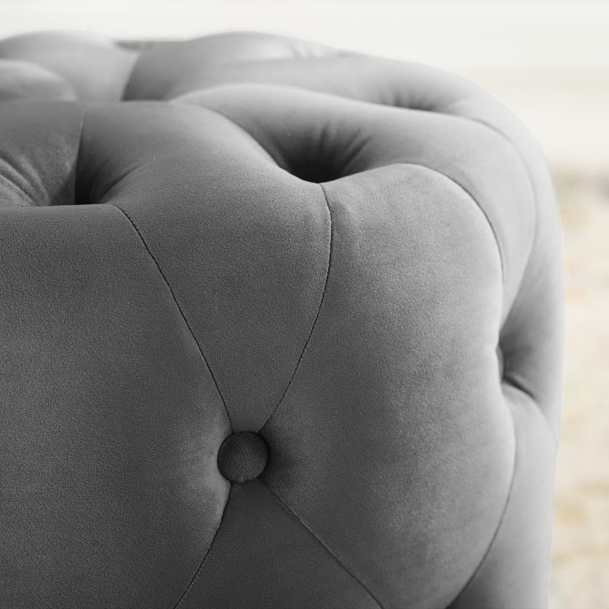 Amour Tufted Button Round Performance Velvet Ottoman by Modway