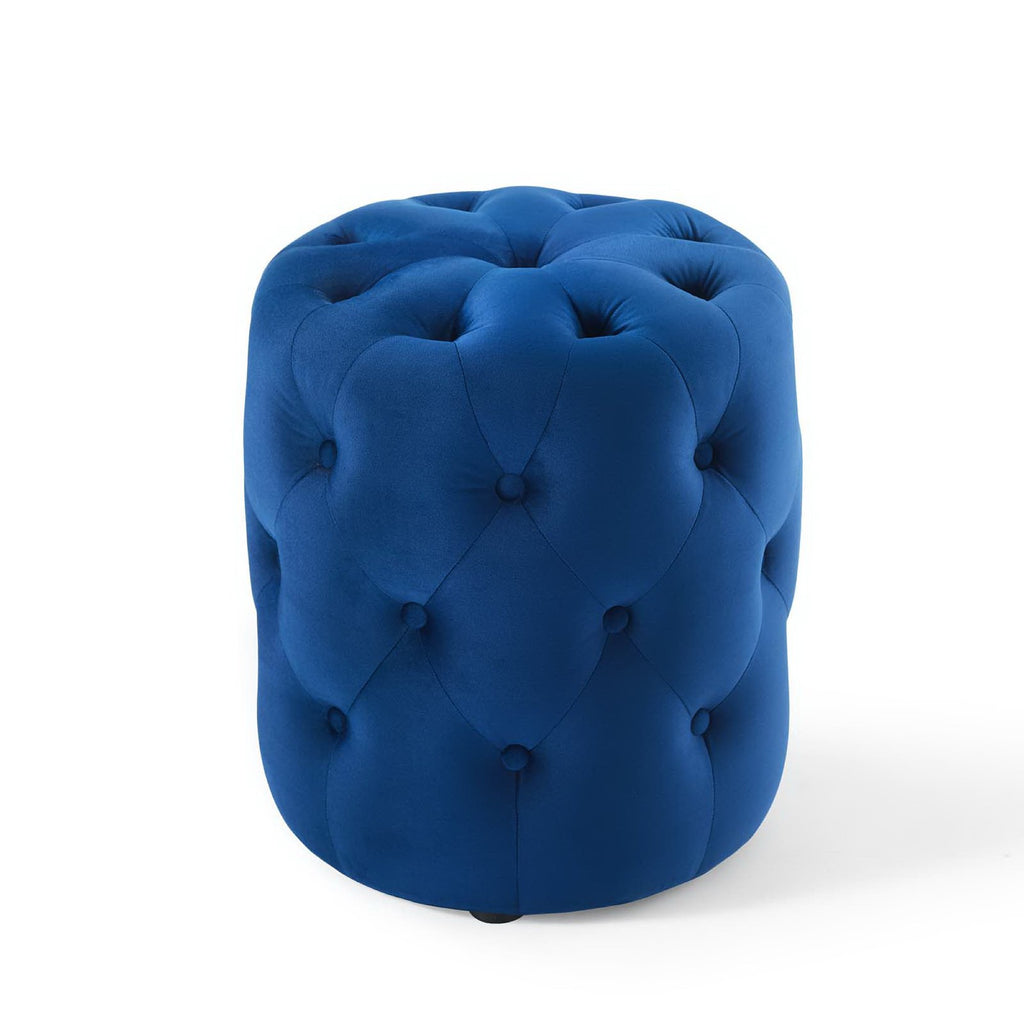 Amour Tufted Button Round Performance Velvet Ottoman by Modway