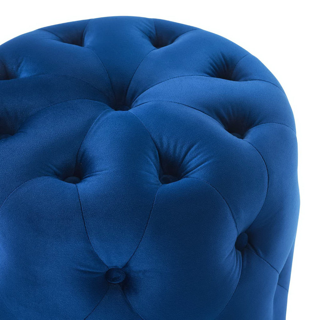 Amour Tufted Button Round Performance Velvet Ottoman by Modway