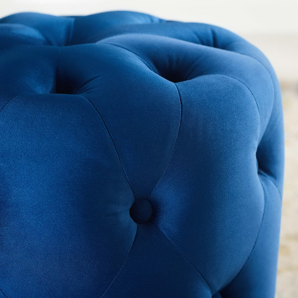 Amour Tufted Button Round Performance Velvet Ottoman by Modway