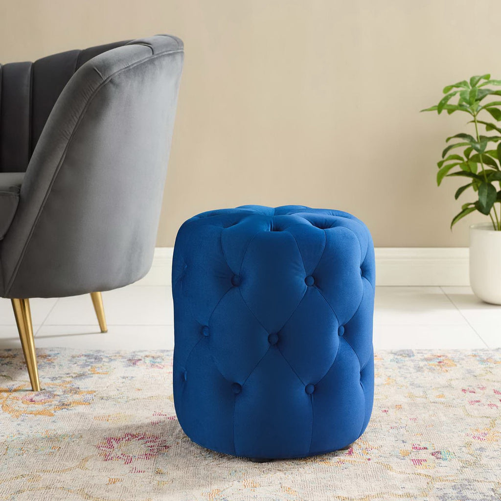 Amour Tufted Button Round Performance Velvet Ottoman by Modway